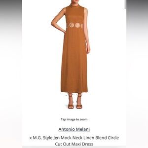 Antonio Melani x MG Style Mock Neck Linen Blend circle Cut out Maxi Dress